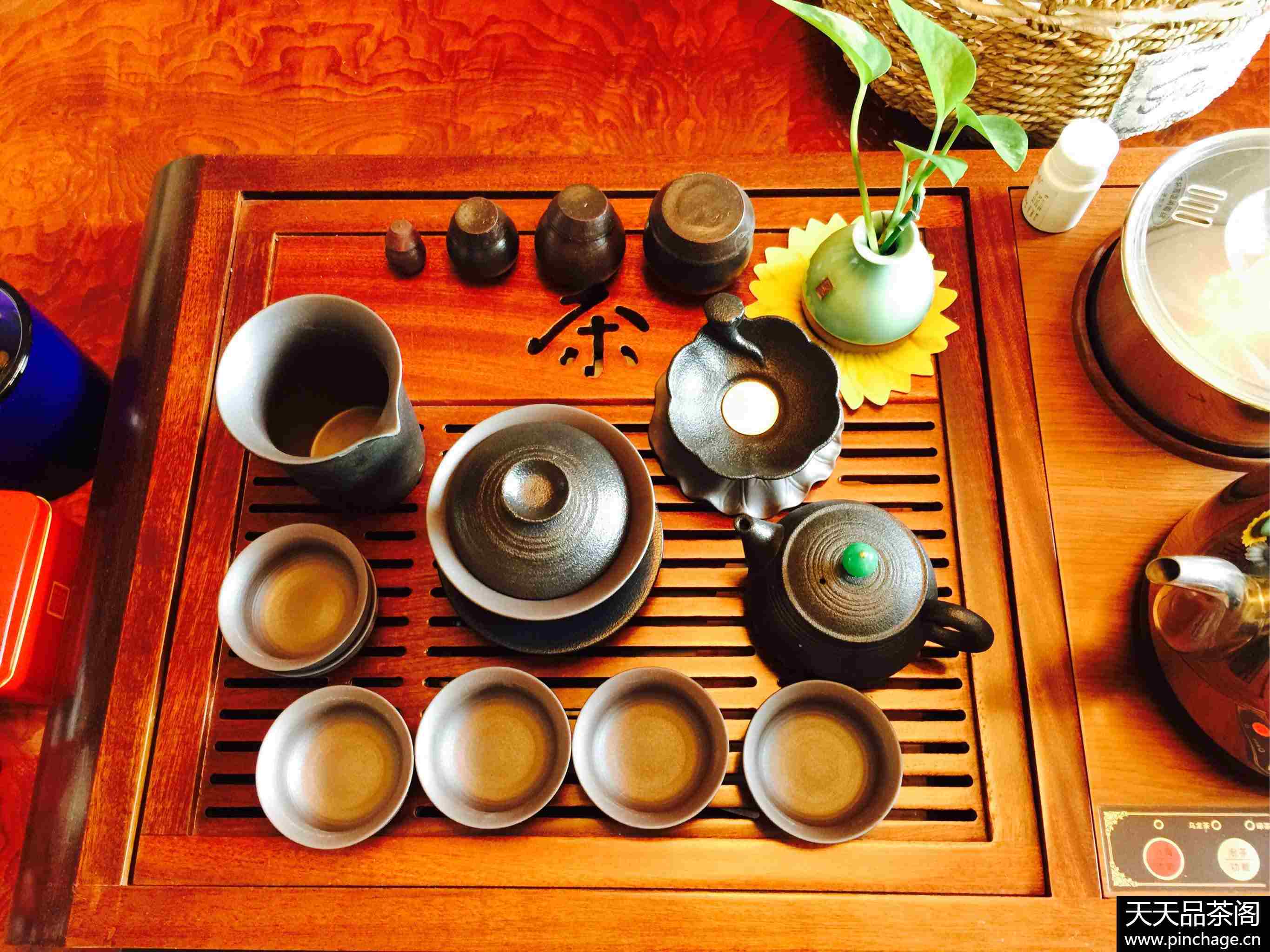 中式黑陶功夫茶具
