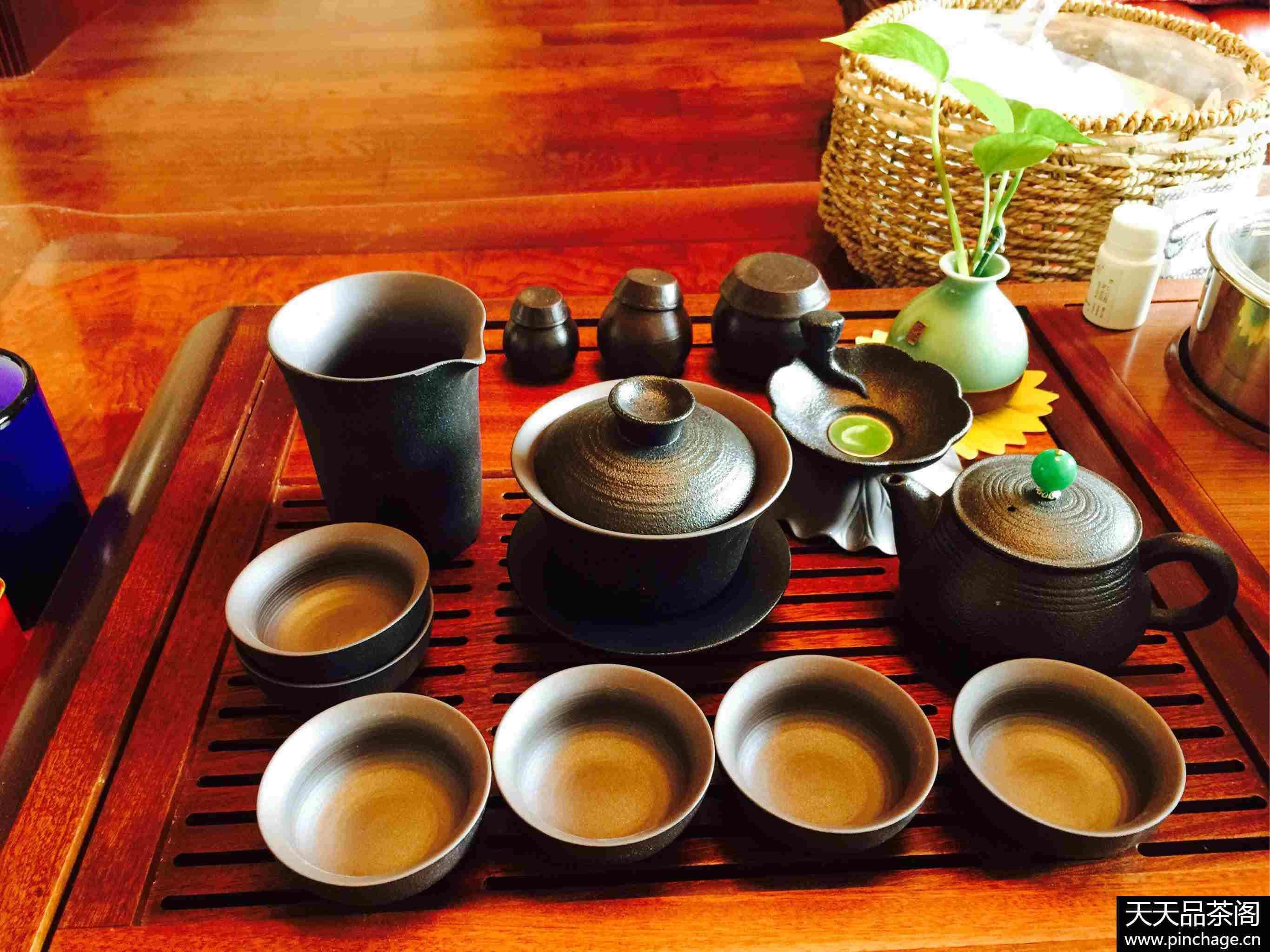 中式黑陶功夫茶具